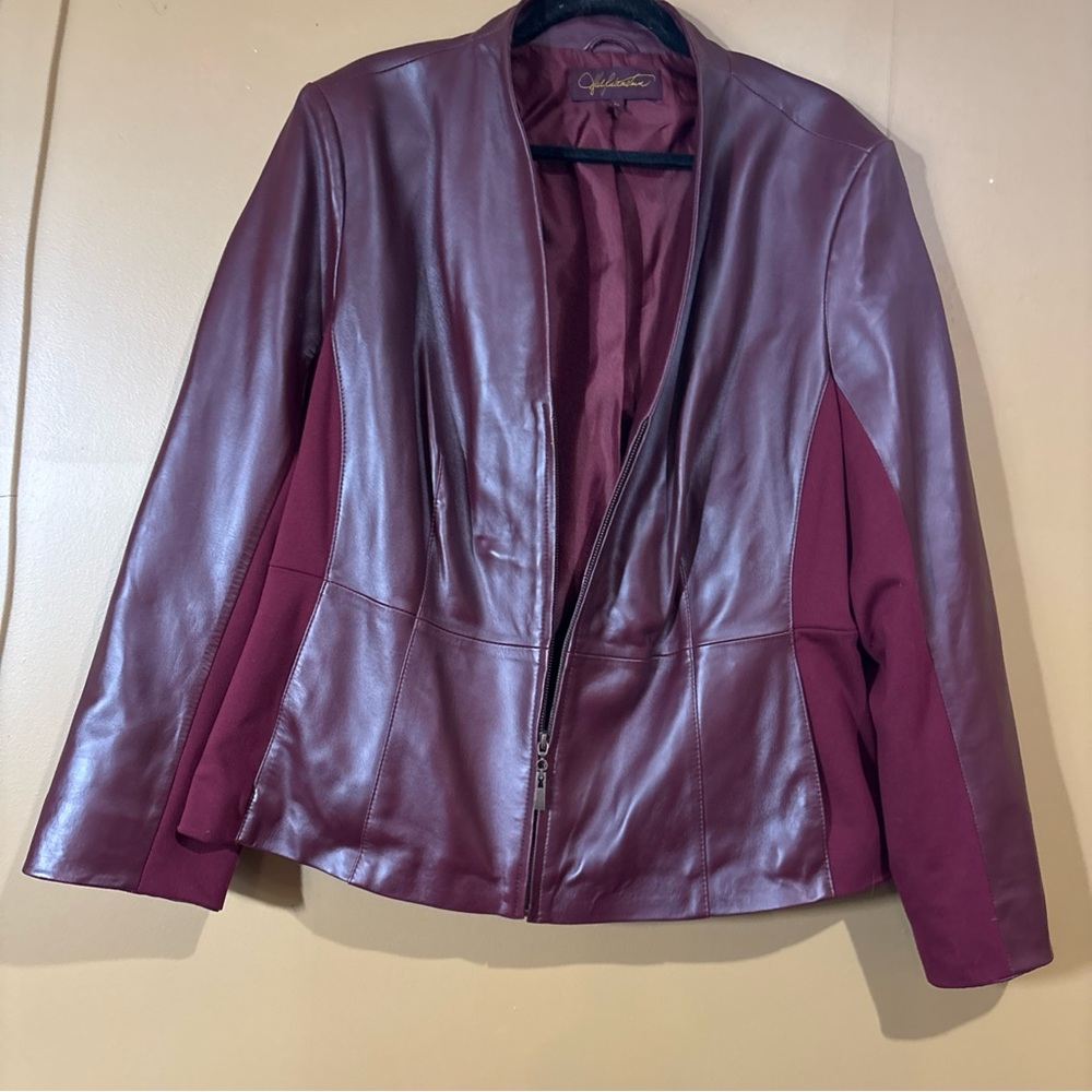 Hal Rubenstein Burgundy Leather  And Suede, Jacket Size 2X Zipper